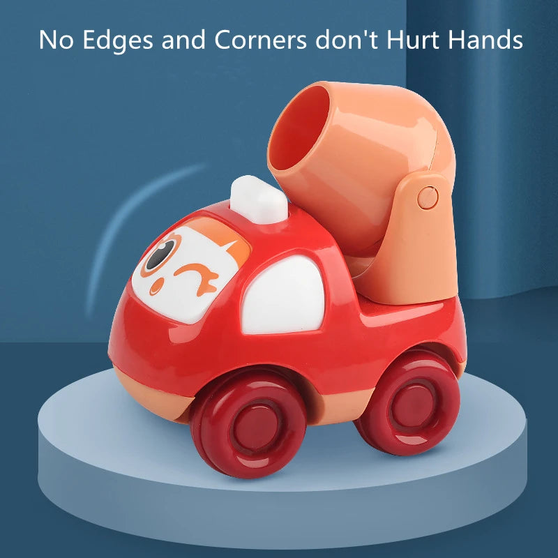 Cute Cartoon Engineering Cars Set – 4-Piece Inertial Construction Vehicles for Toddlers