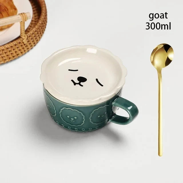 Cute Japanese-Style Breakfast Cup with Lid