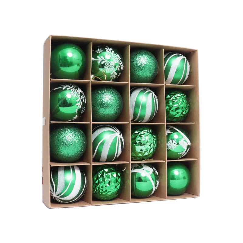 Nouveaux ornements de noël 6CM/16 pièces, ensemble de boules de noël peintes en plastique galvanisé, décorations d'arbre de noël