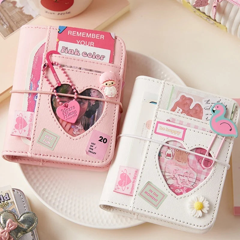 Korean Pink Heart Ring Binder – M5 Mini Journal & KPOP Scrapbook