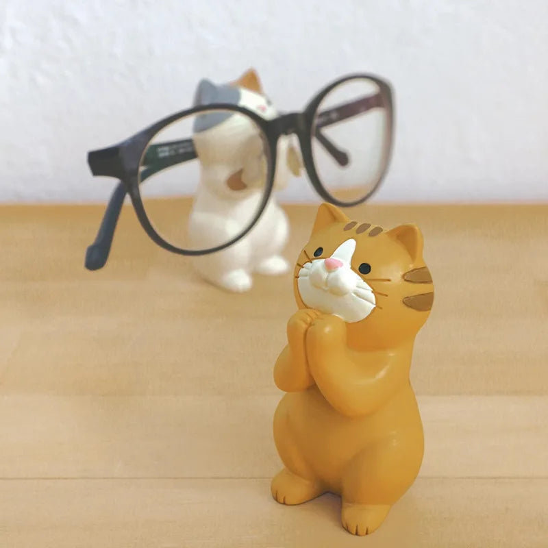 Japanese-Style Animal Desk Holder – Cute Resin Phone & Pen, glasses Stand