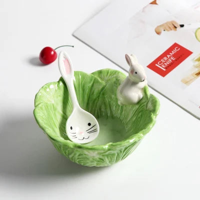 Cute Bunny Flower Ceramic Bowl