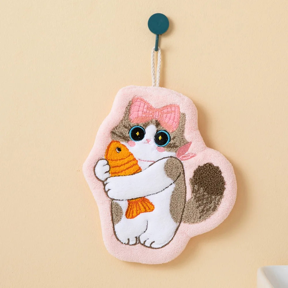 Cute Cat Coral Fleece Hand Towel