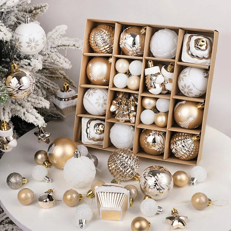 Champagne Christmas Tree Ornaments – 42 Pieces Set