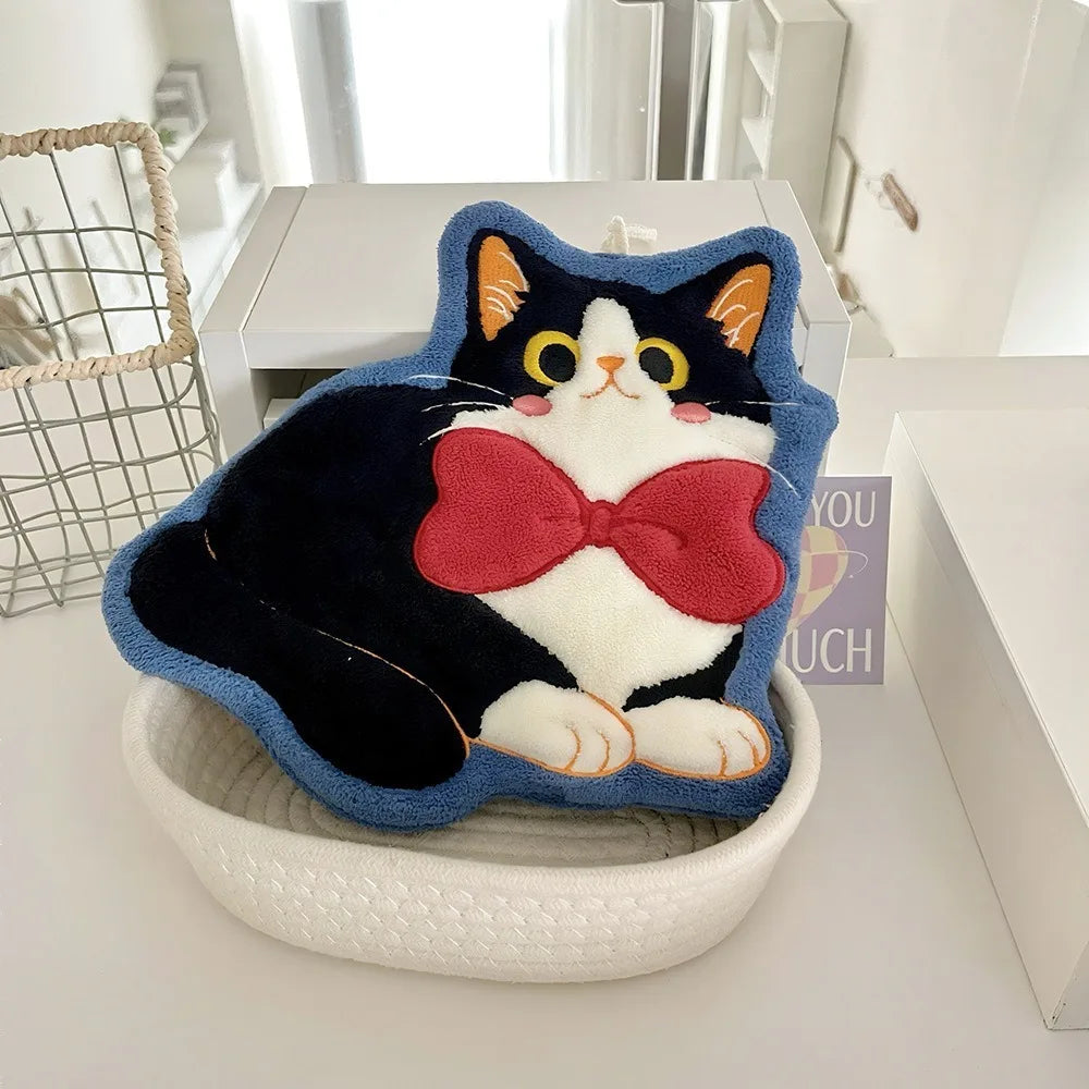 Cute Cat Coral Fleece Hand Towel