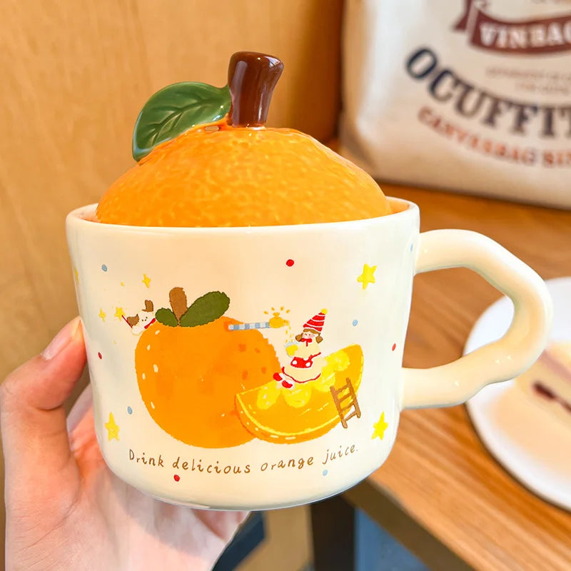 Cute Orange Cartoon Ceramic Mug