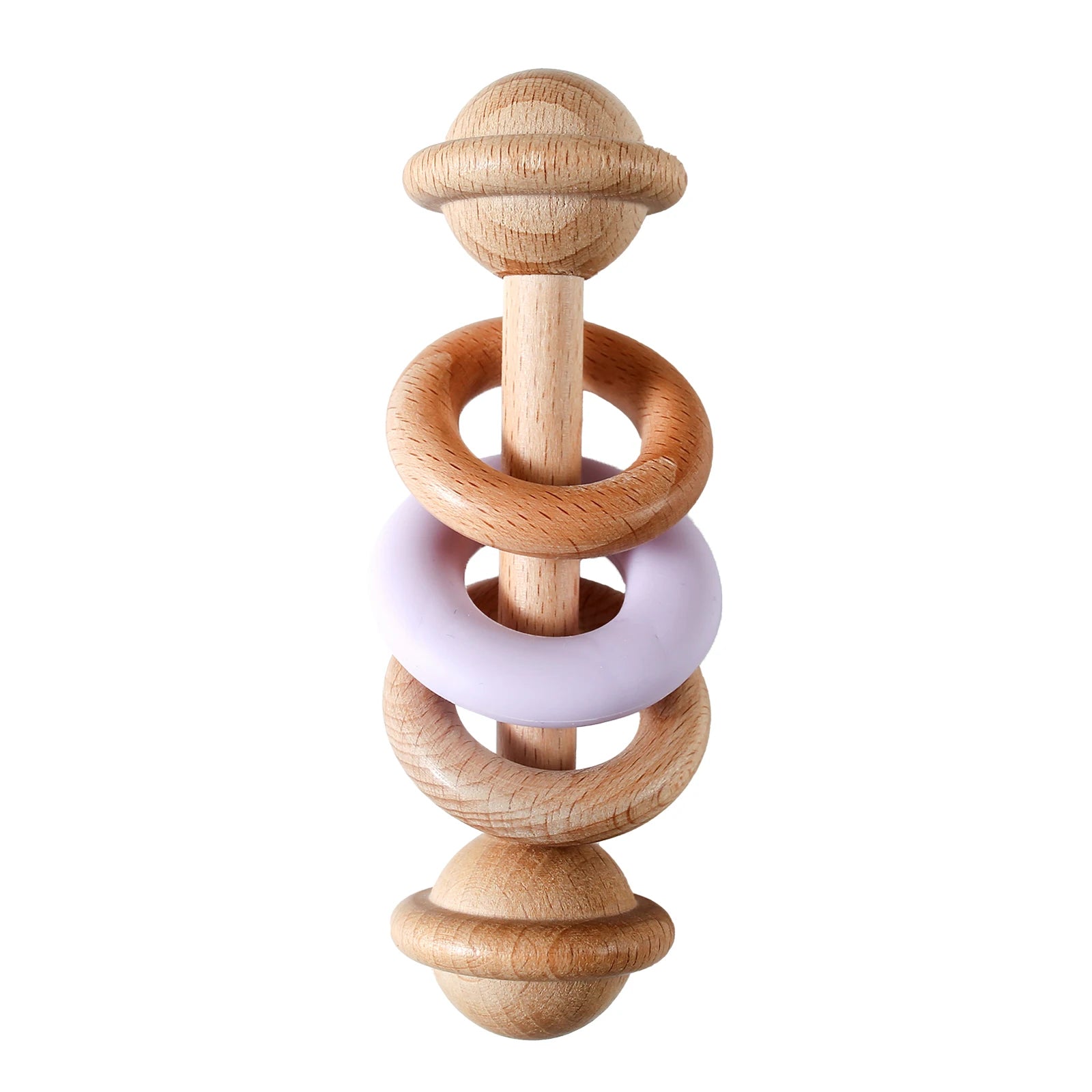 Wooden & Silicone Baby Rattle – Teething Toy for Newborns