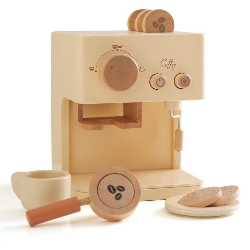 Wooden Coffee Machine Toy – Montessori Kitchen Playset