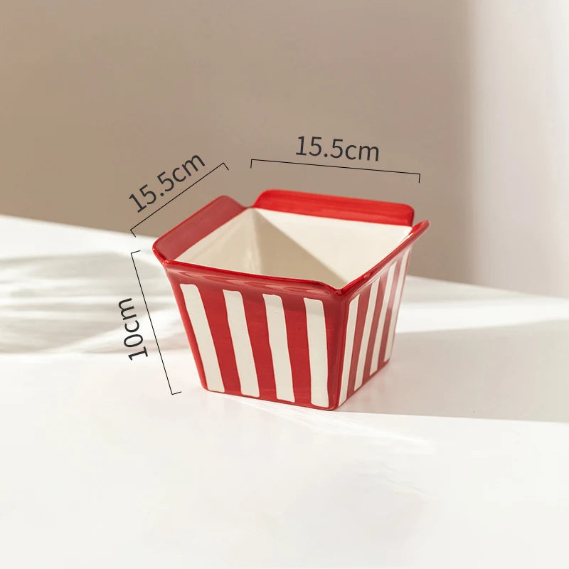 Pop Corn Creative Square Ceramic Bowl