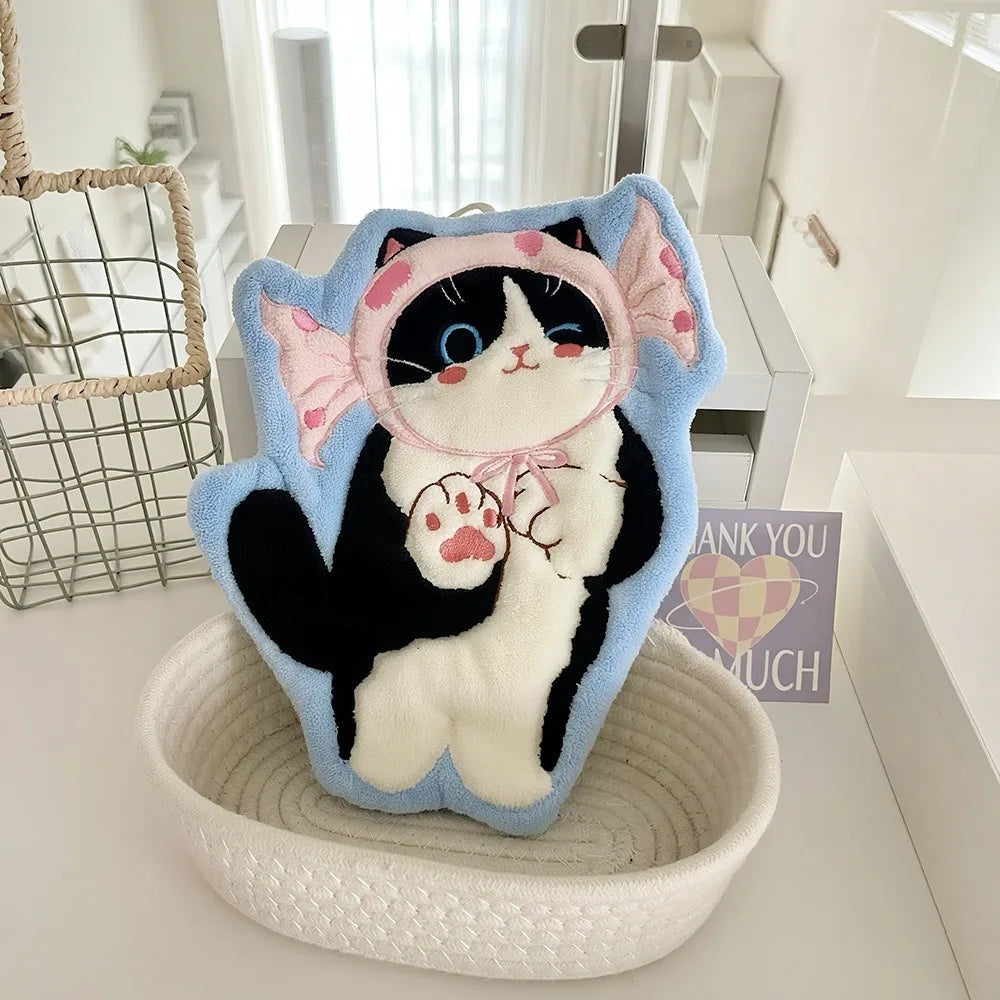 Cute Cat Coral Fleece Hand Towel