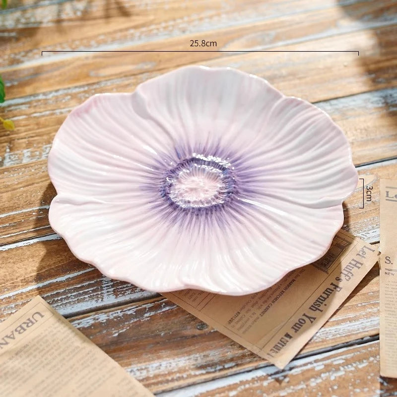 Assiette à légumes à fleurs, assiette à manger haut de gamme et belle pour un usage domestique, assiette à gâteaux et desserts exquise