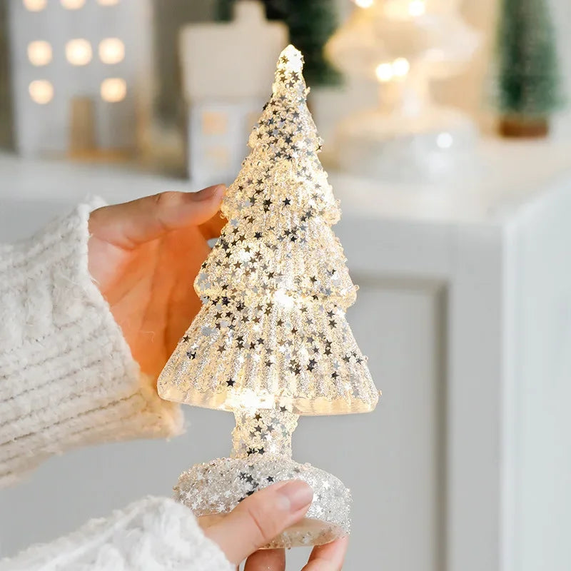 Glass Christmas Tree Ornament with LED Light