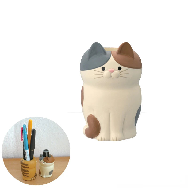 Japanese-Style Animal Desk Holder – Cute Resin Phone & Pen, glasses Stand