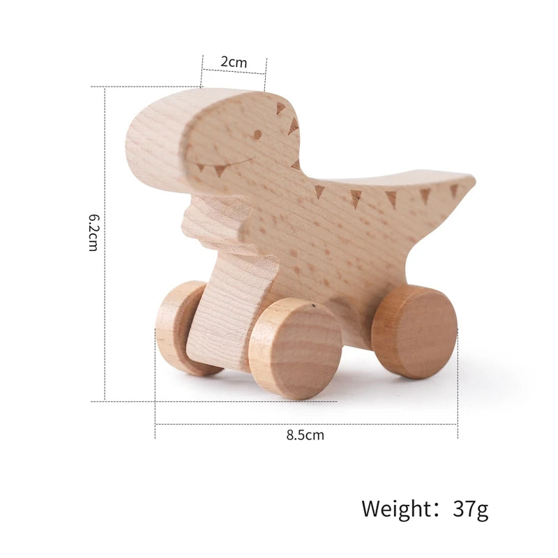 Wooden Montessori Pull Toy – Animal Night Train with Stars & Moon