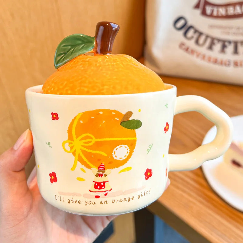Cute Orange Cartoon Ceramic Mug