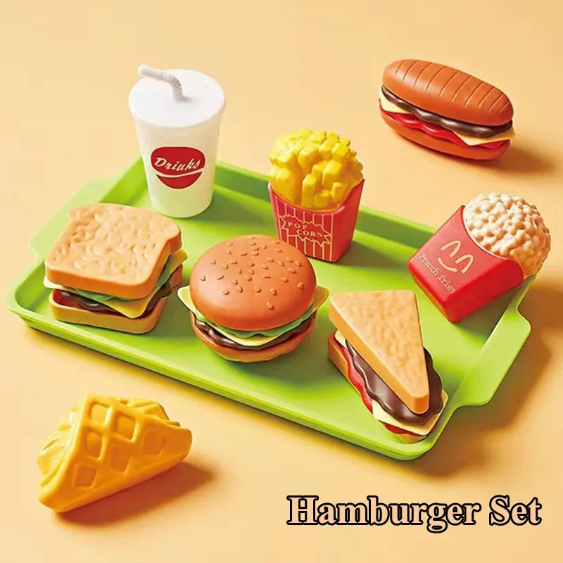 Mini Kitchen Playset – Pretend Food Hamburger & Cookie Toys for Kids