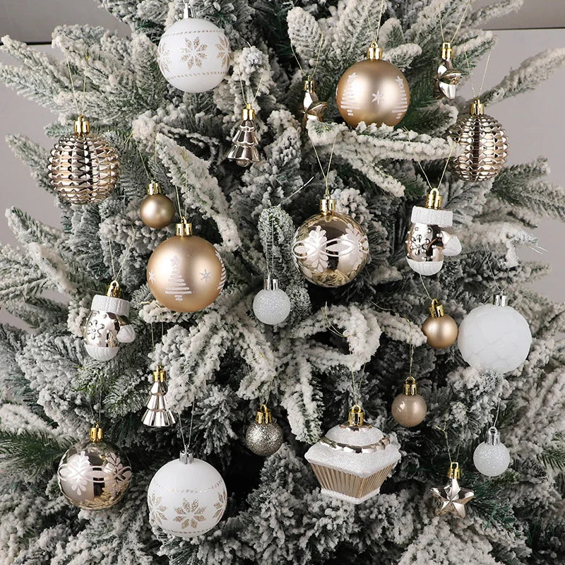 Champagne Christmas Tree Ornaments – 42 Pieces Set