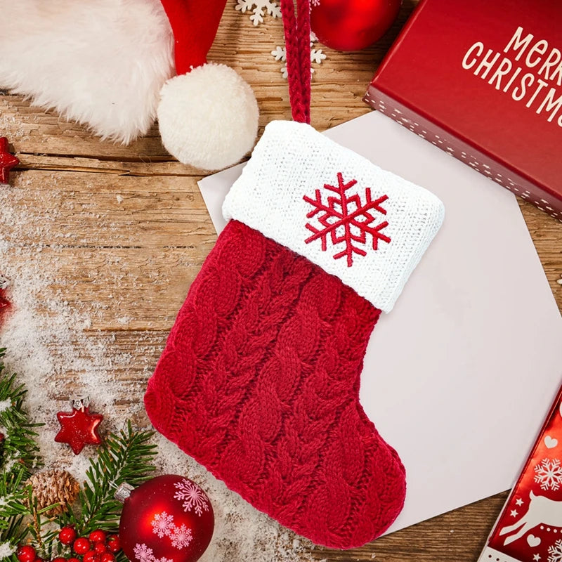 Knitted Christmas Stockings – Snowflake & Letter Design Holiday