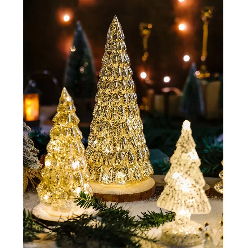 Glass Christmas Tree Ornament with LED Light