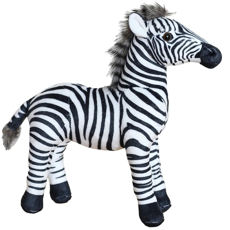 Realistic Standing Zebra Plush Toy